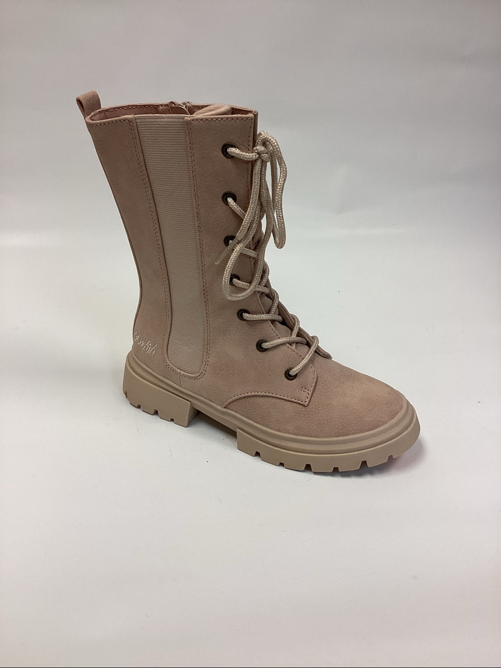 Blowfish Kids Blush Lace-Up Combat Boot with Side Zip